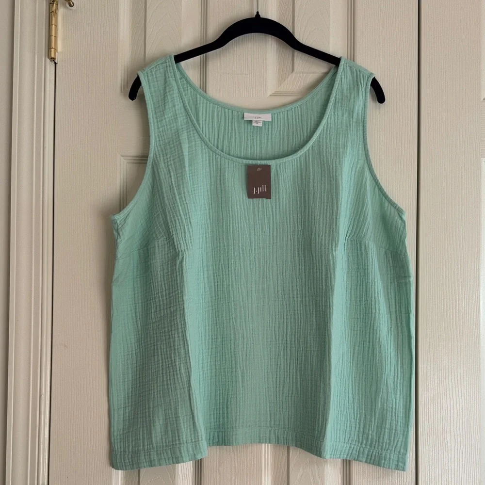 J.Jill Sleeveless Cotton Tank Top – Cool Aqua | XL | NWT - Picture 1 of 7